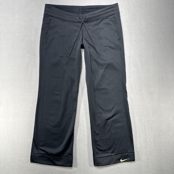 Nike Sweatpants Large 32x29 Black Therma Fit Swoosh Stretch Track Gym Wide Baggy - Picture 1 of 10
